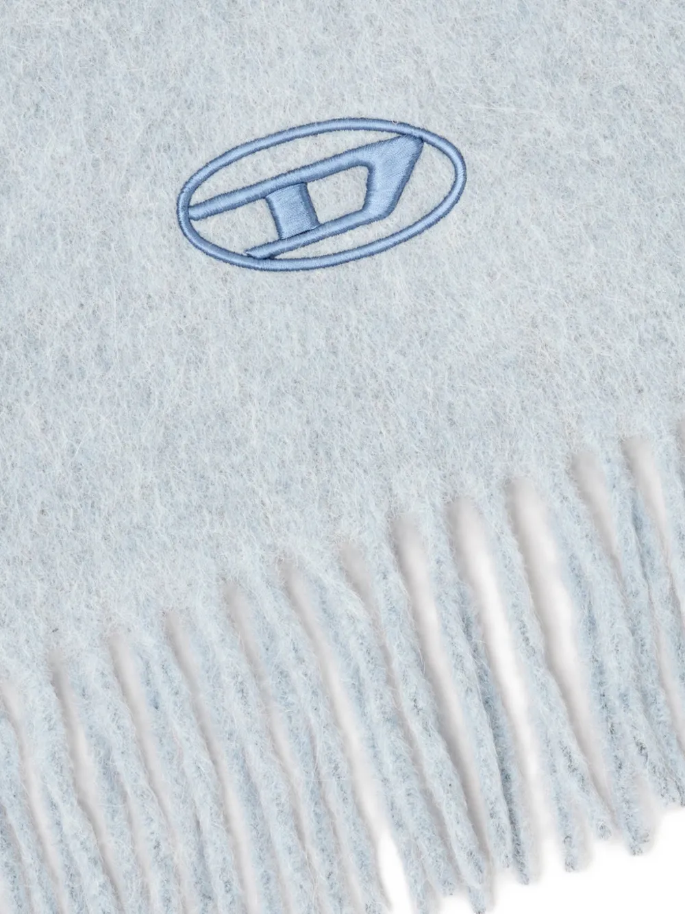 Diesel Sjaal met geborduurd logo en franje Blauw