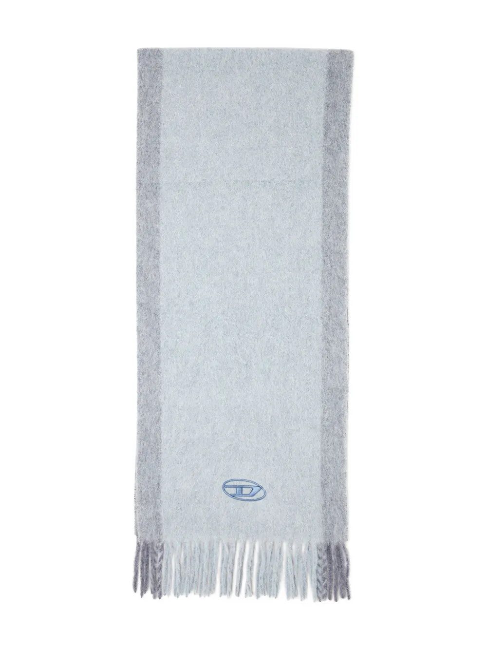 Diesel Sjaal met geborduurd logo en franje - Blauw