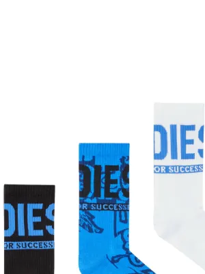 Diesel SKM-RAY-THREEPACK, Calze Uomo, Nero (Black