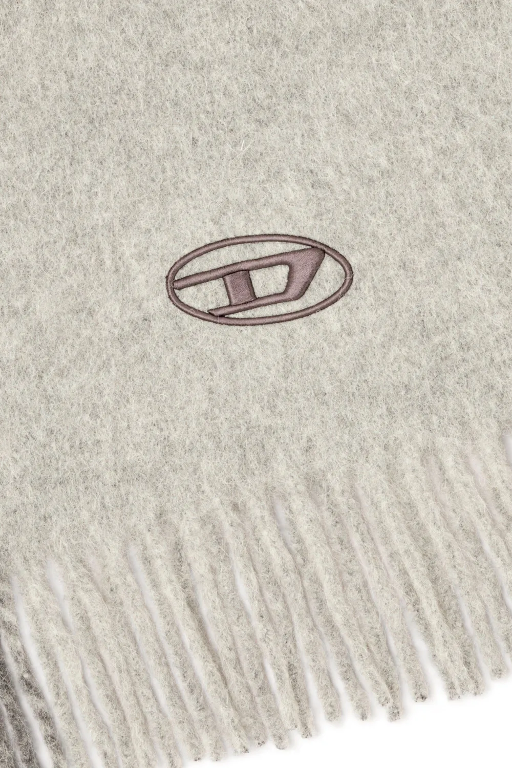 Diesel Sjaal met geborduurd logo en franje Beige