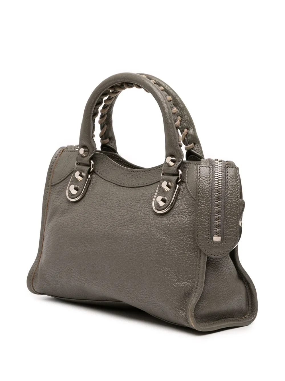 Pre-owned Balenciaga 2018 Mini Chevre Motocross Classic Metallic Edge City Satchel