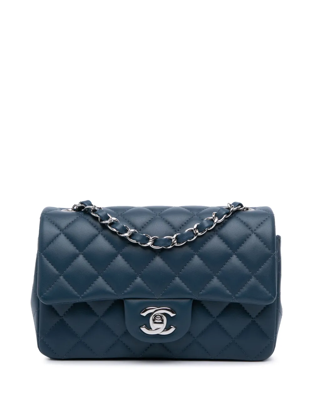 CHANEL Pre-Owned 2019 Mini Rectangular Classic Lambskin Single Flap crossbody bag | Blue | Image 1