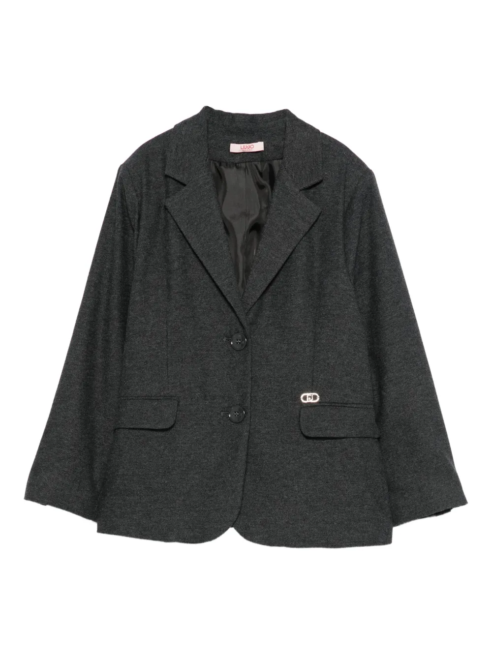 Liu •jo Logo-plaque Blazer In Gray