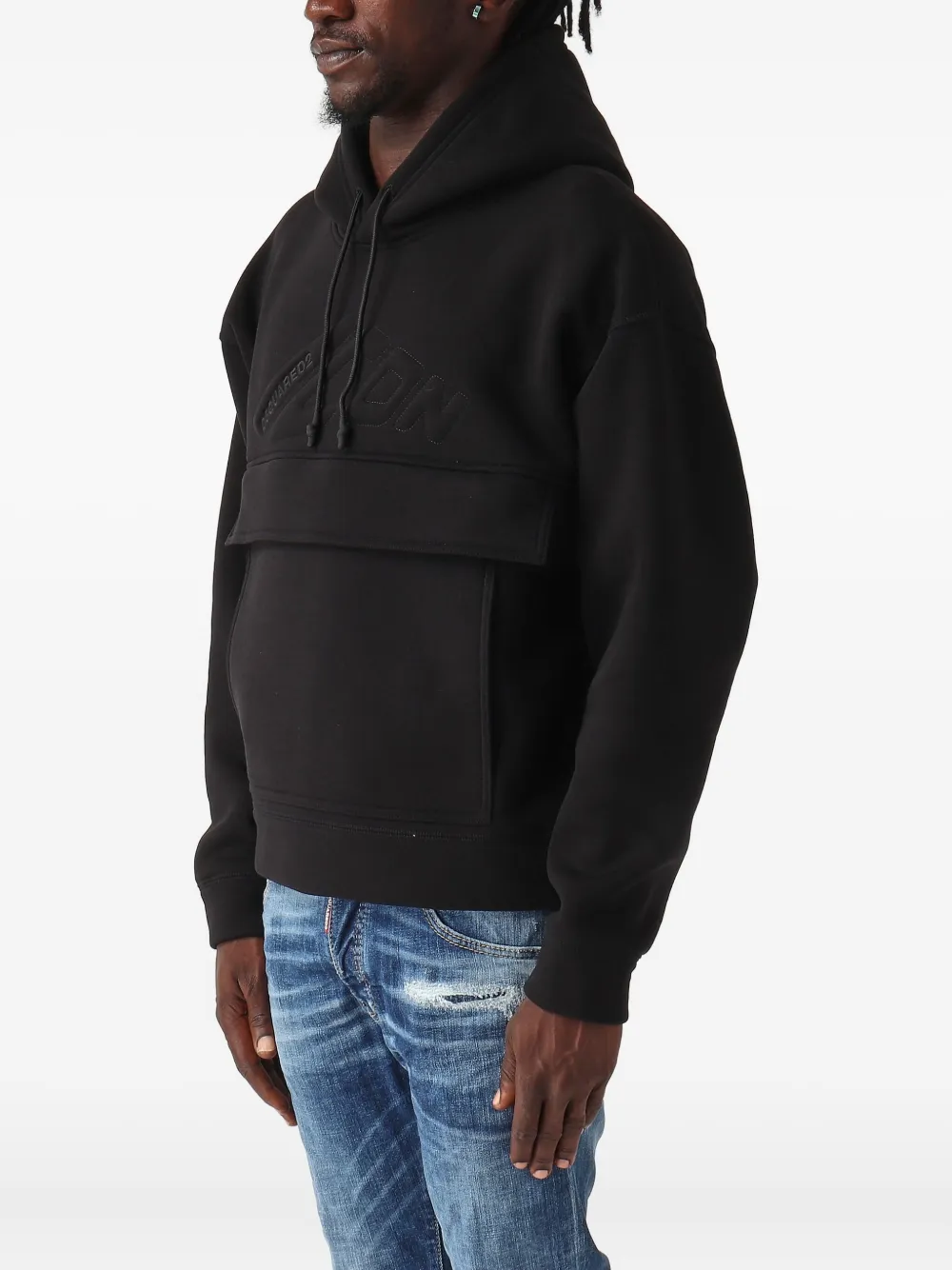 DSQUARED2 Hoodie met geborduurd logo Zwart