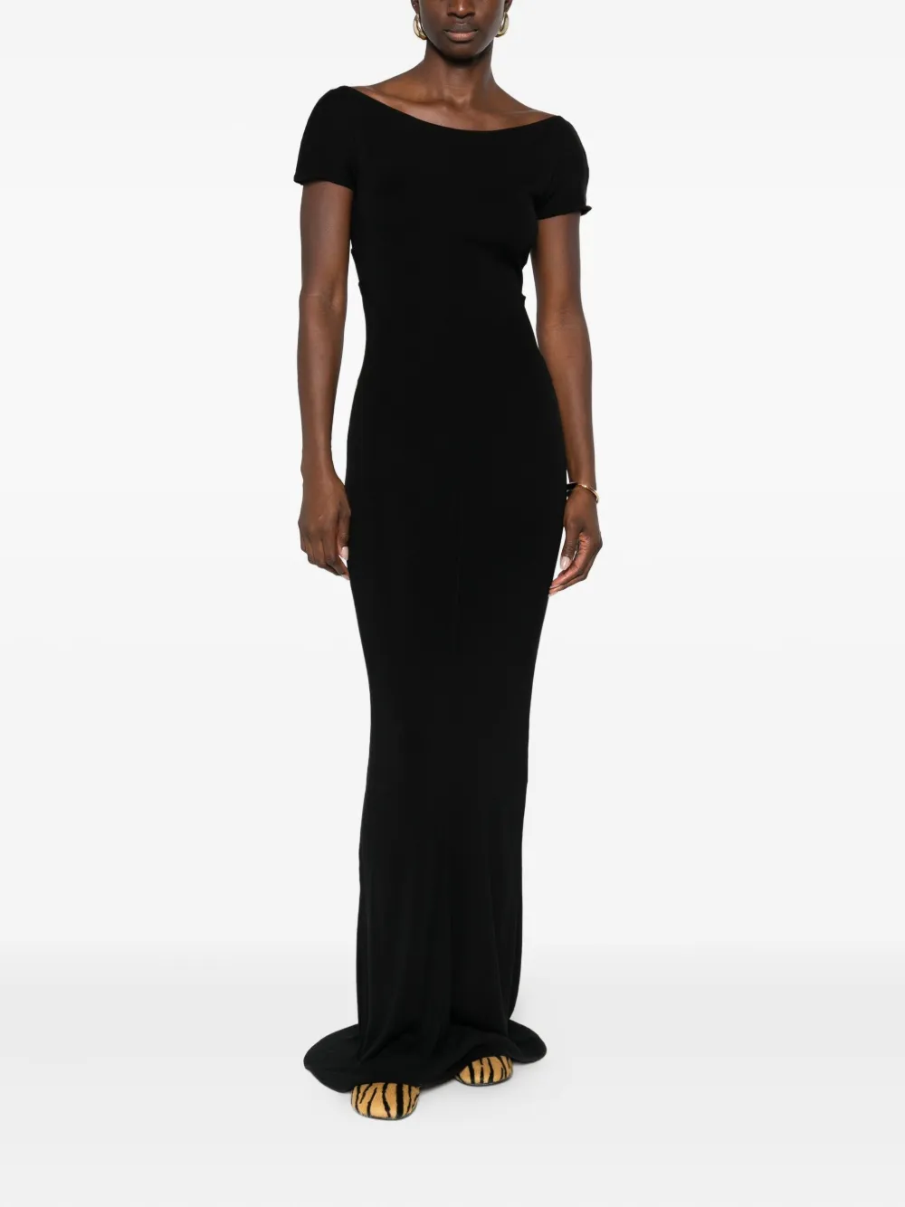 Aya Muse fine-ribbed maxi dress - Zwart