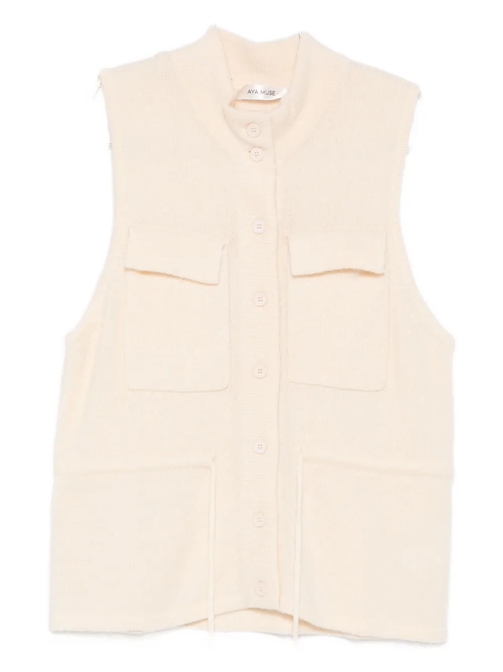 Aya Muse Flap-pocket Button-up Vest In Neutral
