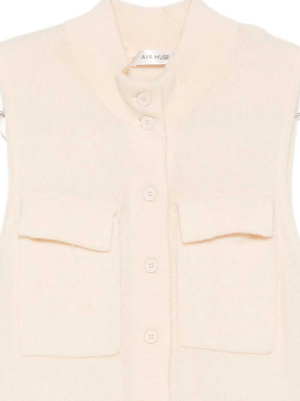 Aya Muse Flap-pocket Button-up Vest In Neutral