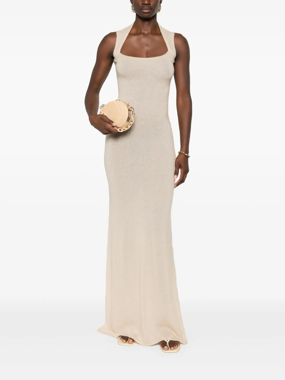 Aya Muse Gesmockte maxi-jurk Beige
