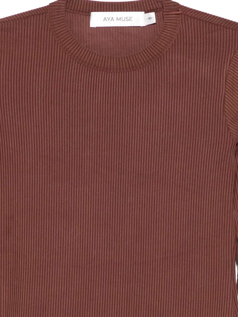 Aya Muse Fijngeribbeld T-shirt Rood
