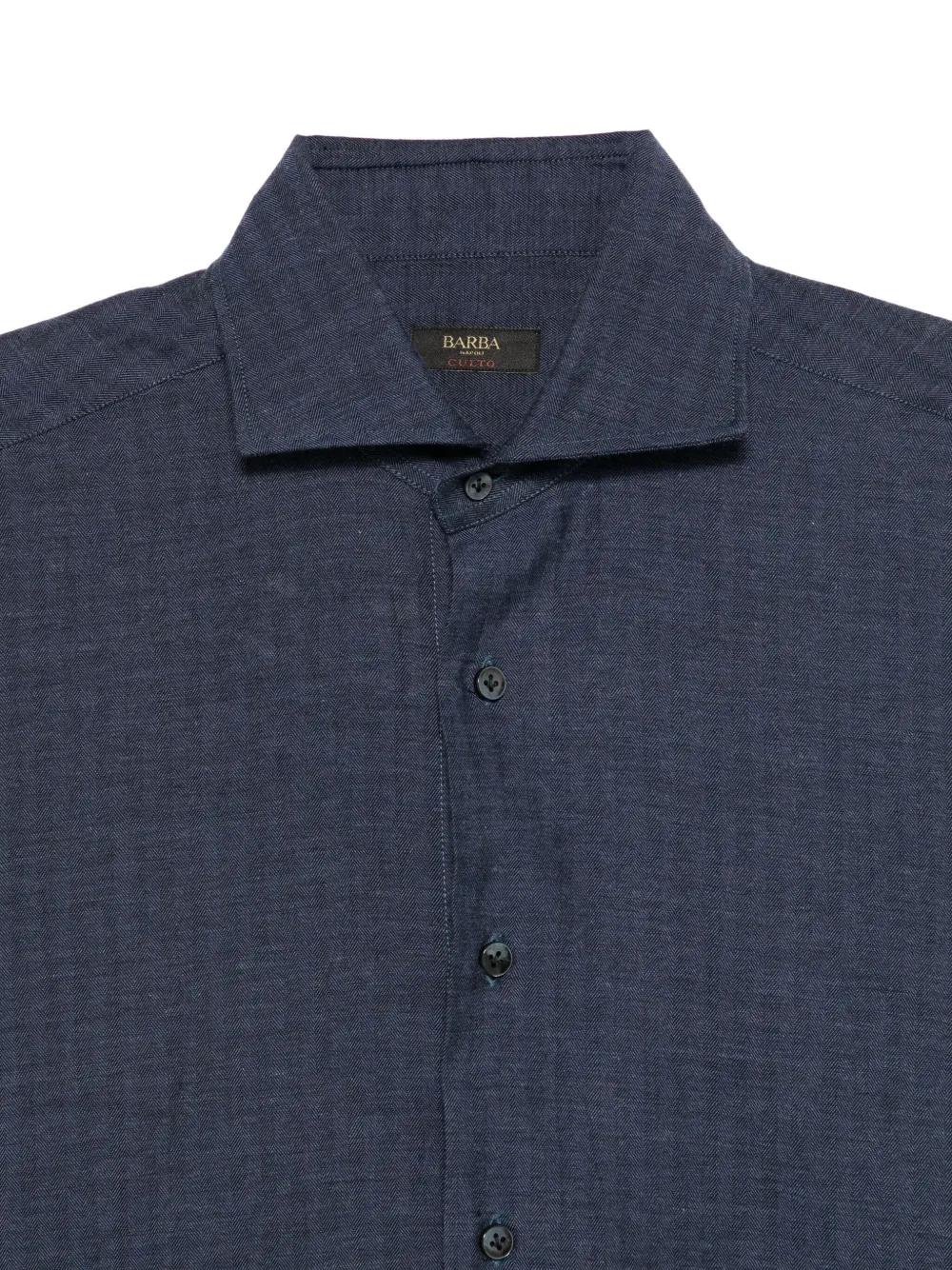 Barba Overhemd met visgraatpatroon Blauw