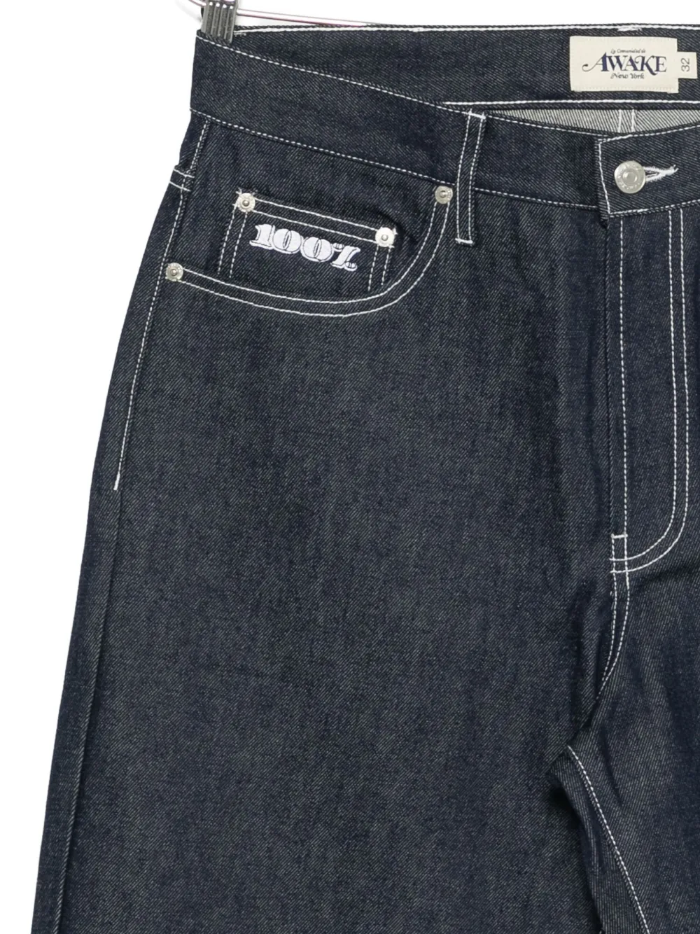 Awake Ny Contrast-stitch Straight-leg Jeans In Blue