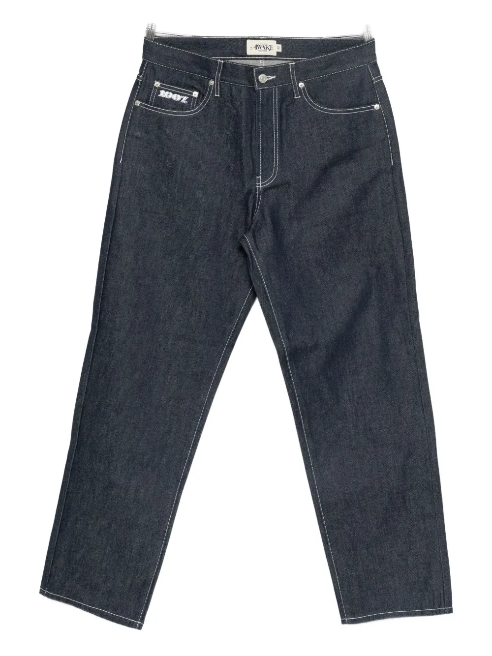 Awake Ny Contrast-stitch Straight-leg Jeans In Blue