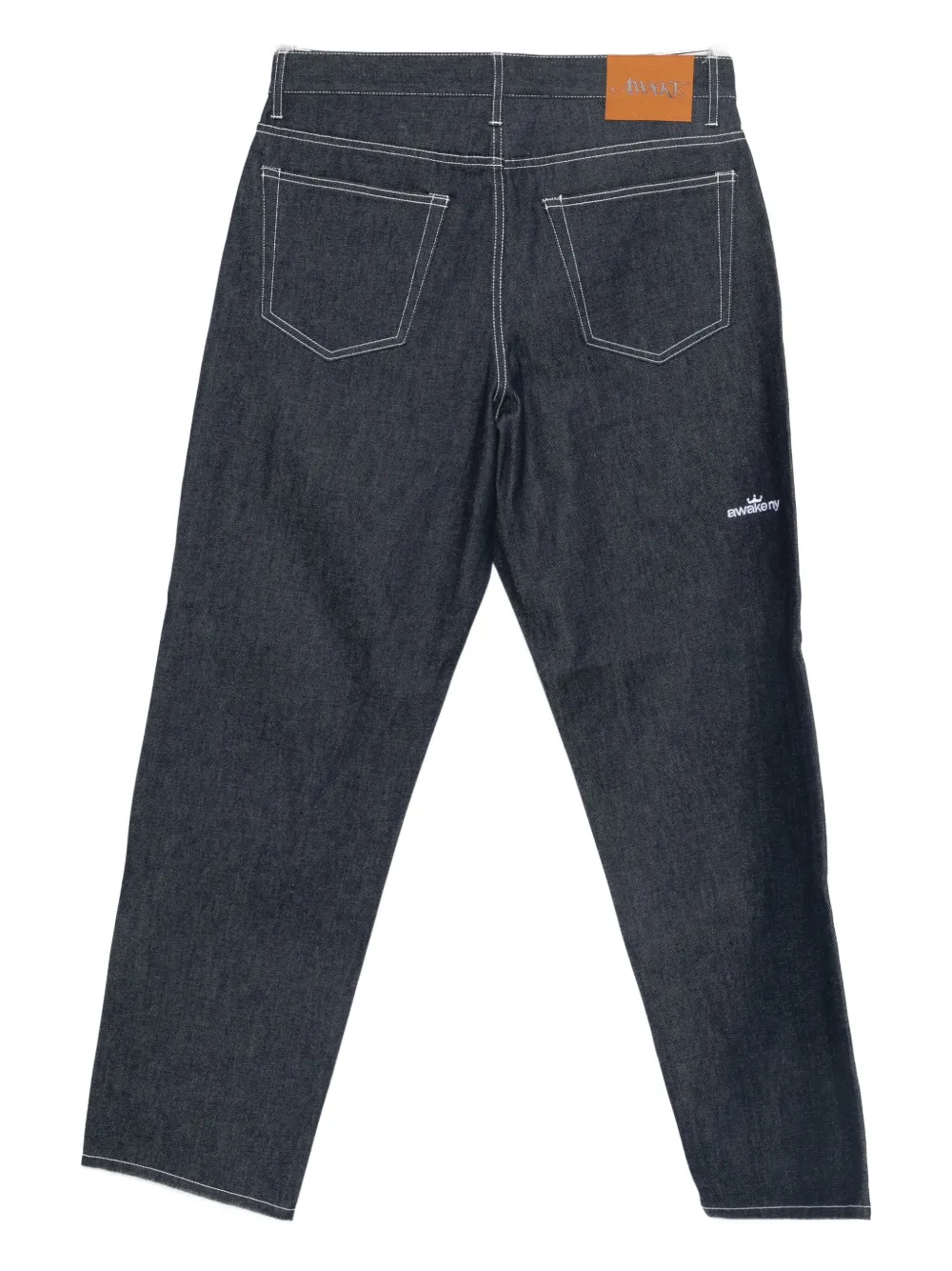 Awake NY contrast-stitch straight-leg jeans - Blauw