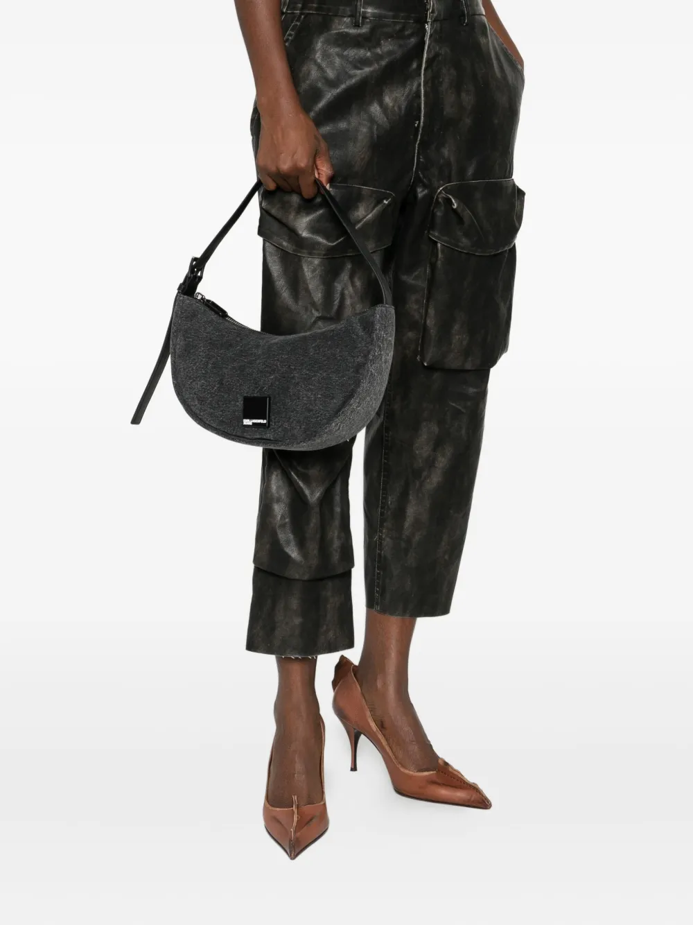 Karl Lagerfeld Logo-plaque Tote Bag In Gray