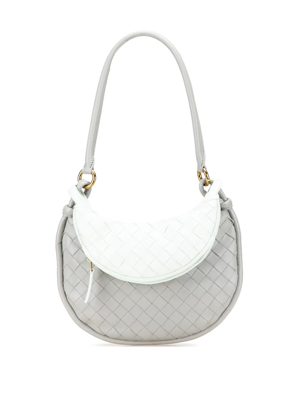 Pre-owned Bottega Veneta 2012-2025 Small Bicolor Lambskin Intrecciato Gemelli Bag Hobo Bag In Gray