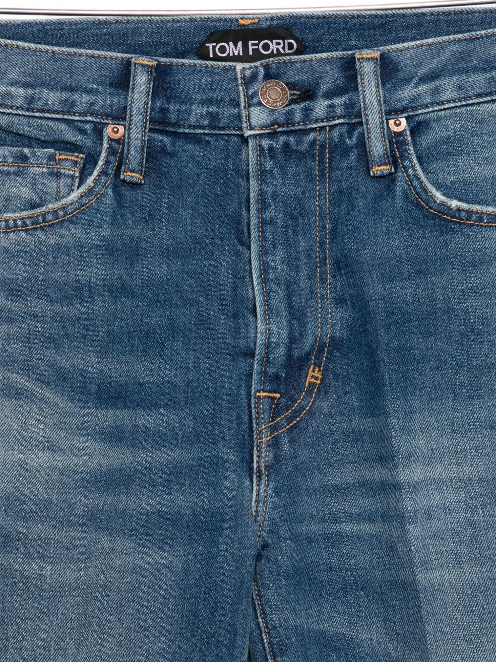 Tom Ford Flare Fit Denim Trousers With Belt Loops In Blue