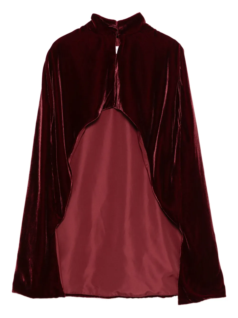 Raquel Diniz High-neck Velvet Cape In Red