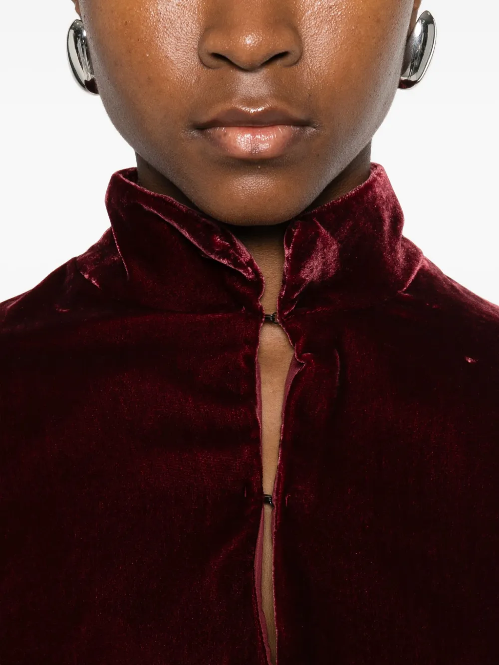 Raquel Diniz High-neck Velvet Cape In Red