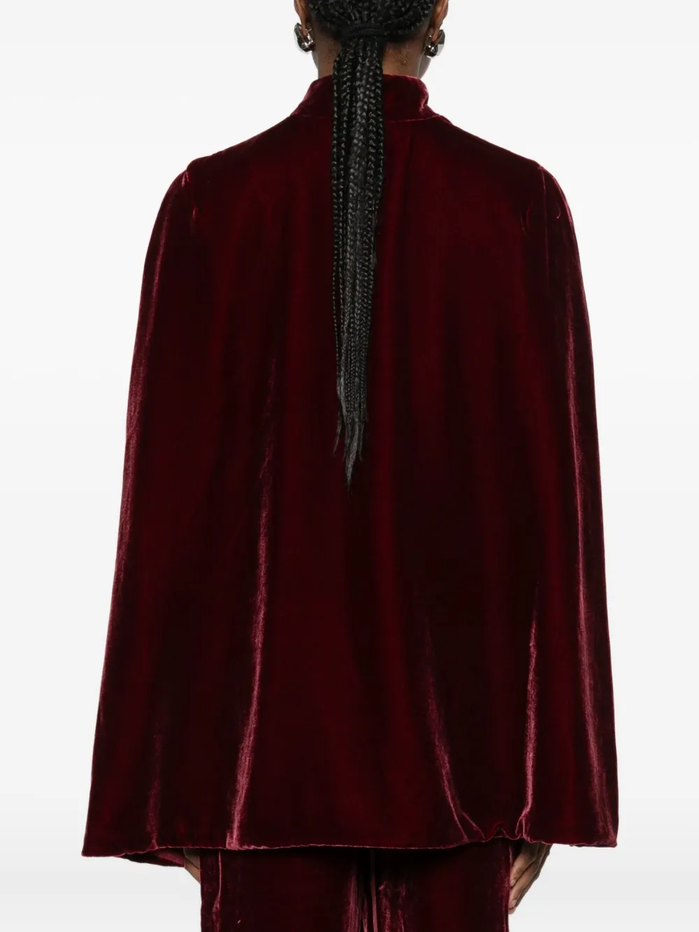 Raquel Diniz High-neck Velvet Cape In Red