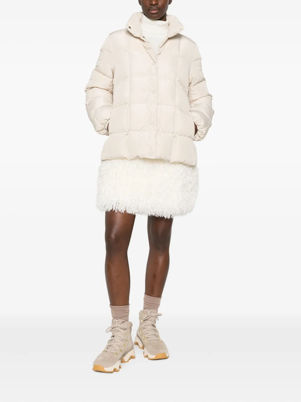 Moncler fluffy-trim skirt - Beige