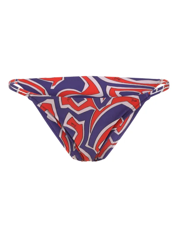 Pucci Labirinto Print V-cut Bikini Bottoms in Purple