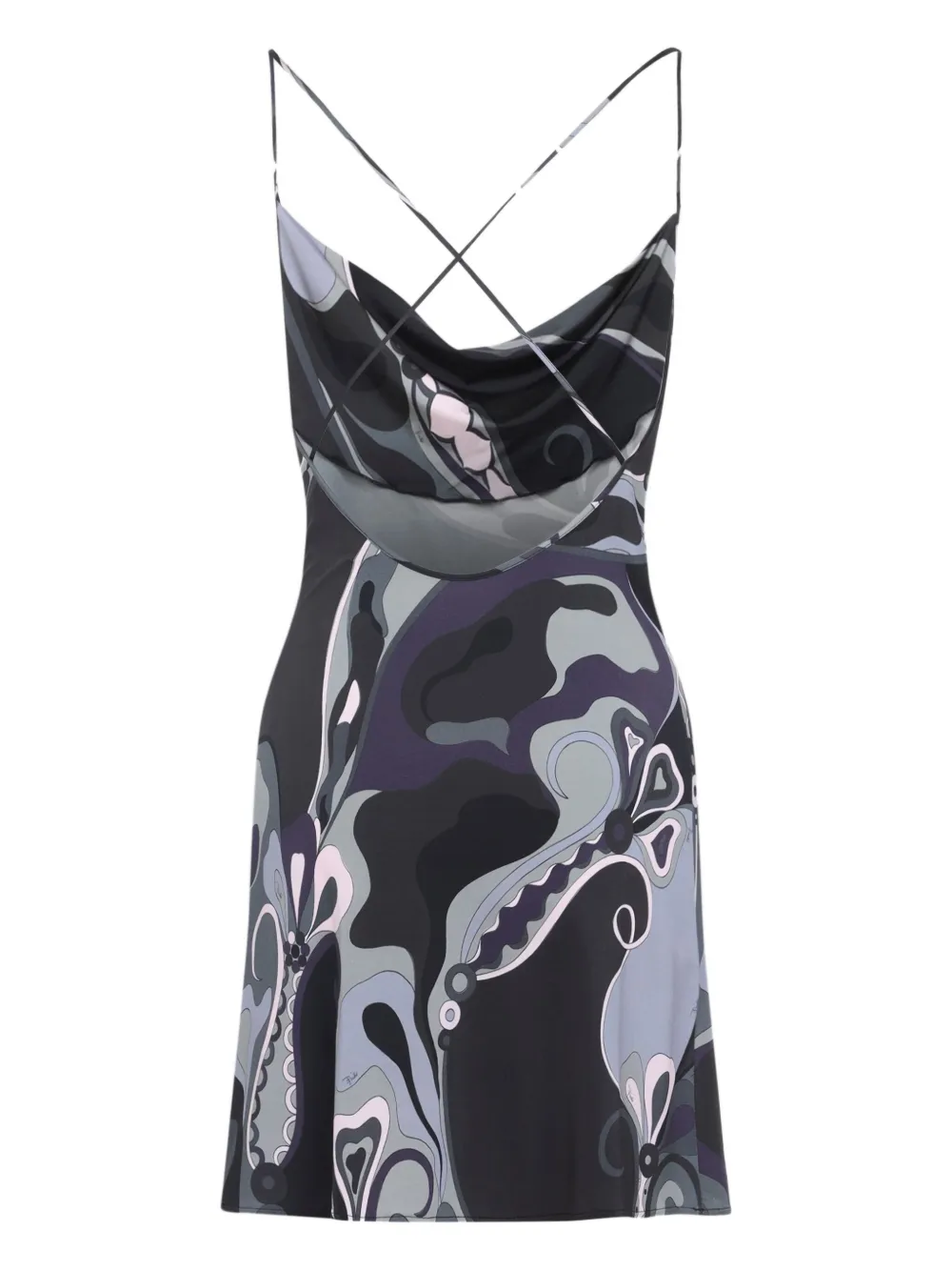 PUCCI cowl-neck abstract-print dress - Zwart