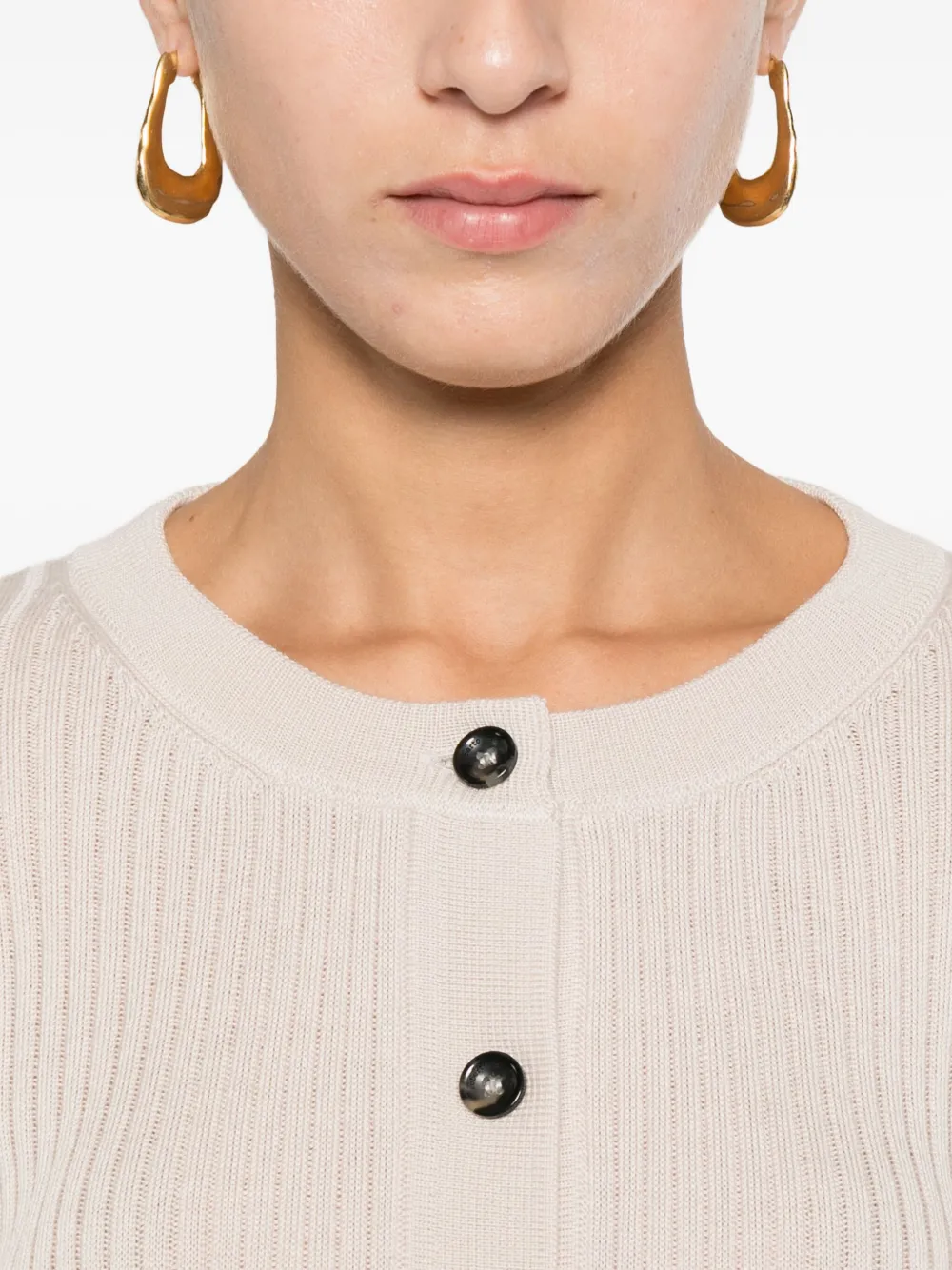 Roberto Collina Button-up Ribbed-knit Cardigan In Neutral