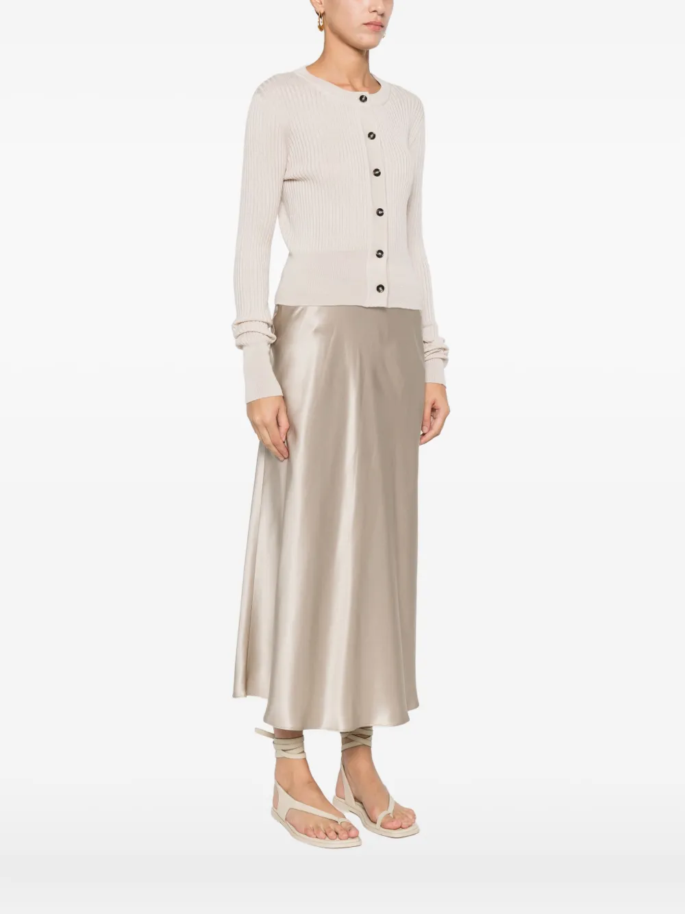 Roberto Collina Button-up Ribbed-knit Cardigan In Neutral