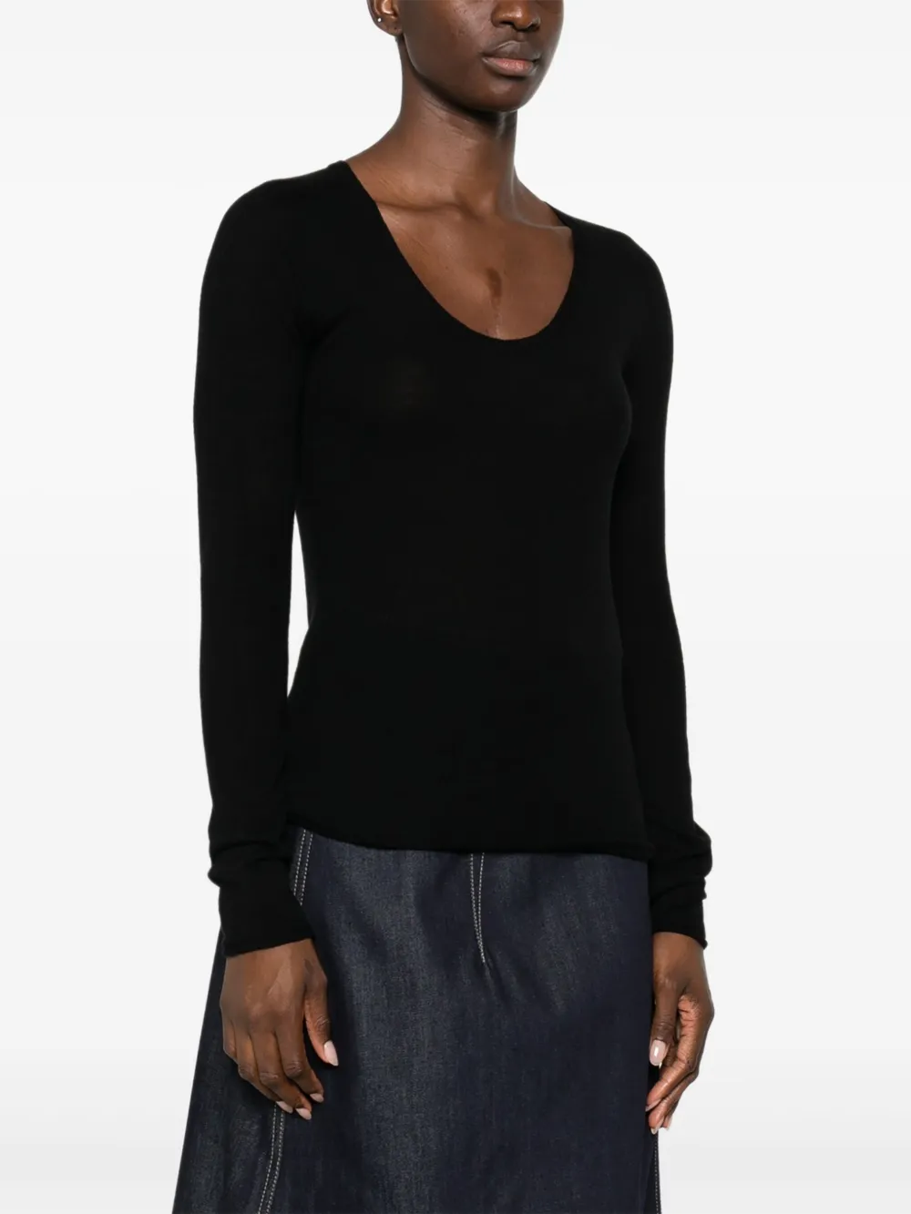 Roberto Collina Trui met V-hals Zwart