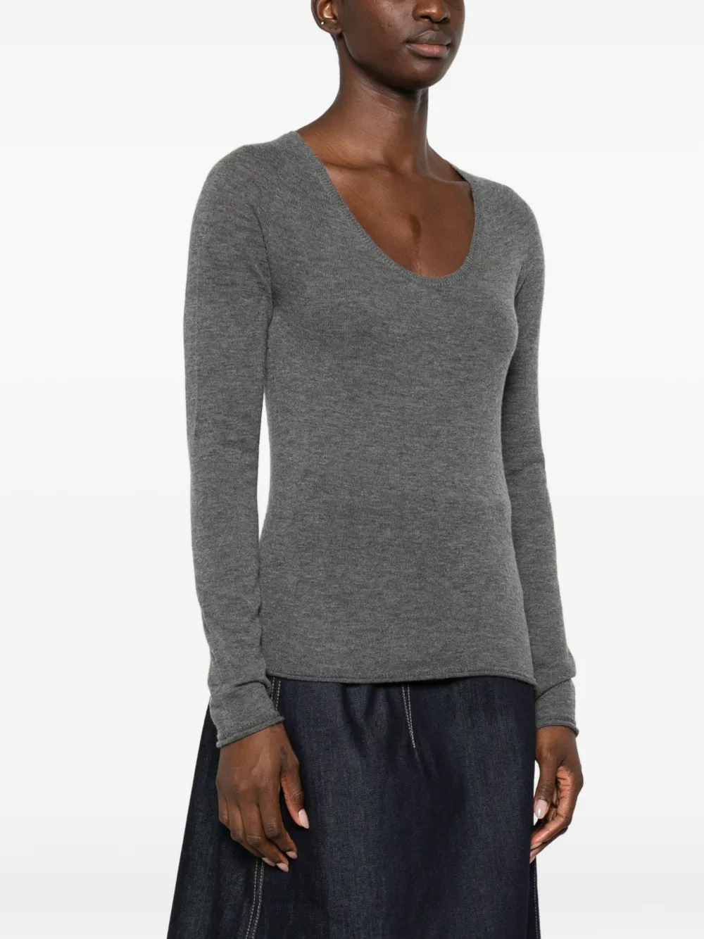 Roberto Collina Scoop-neck Jumper In Gray