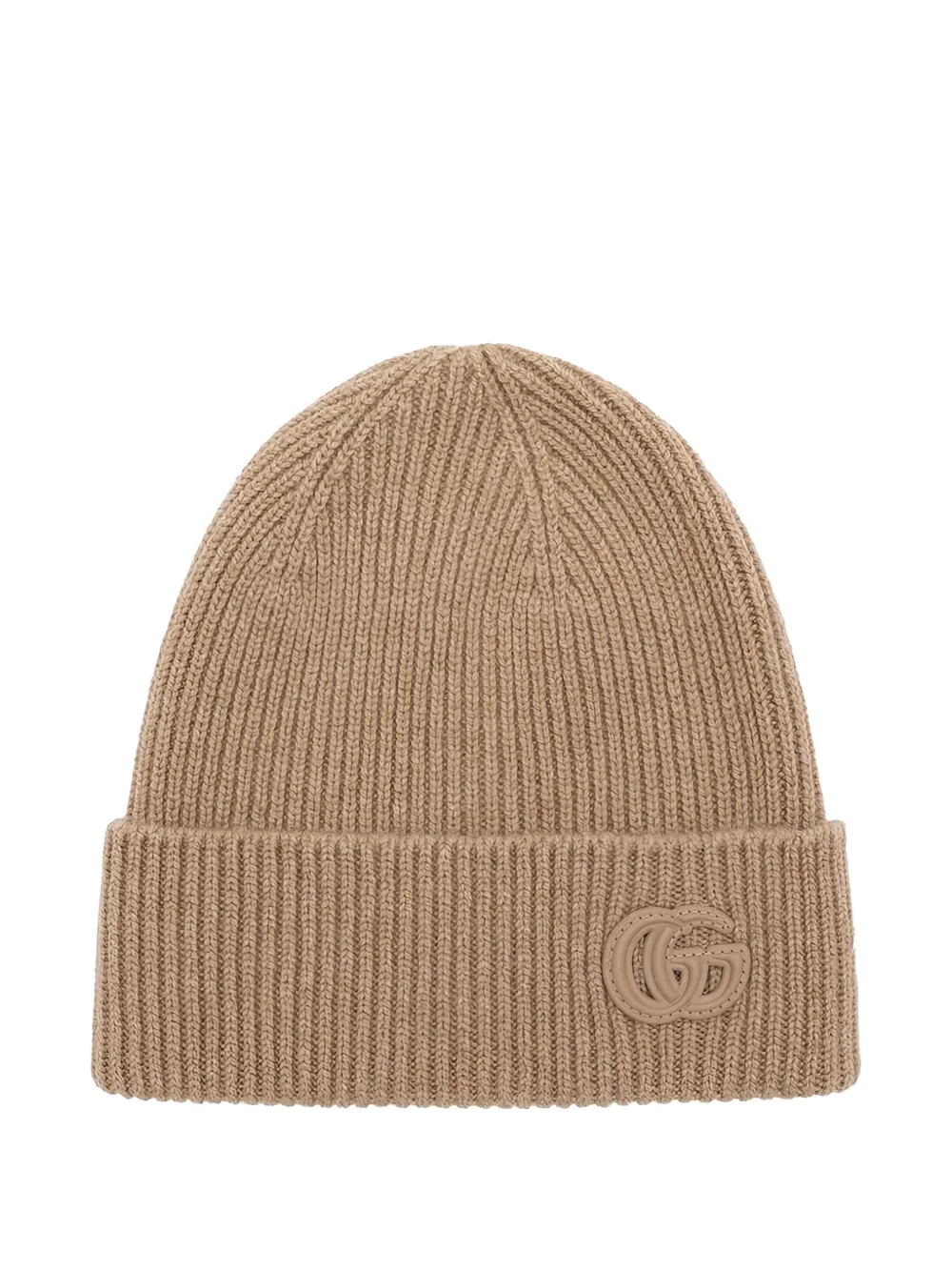Gucci Womens Camel Double G Ribbed Wool-blend Knitted Beanie Hat In Brown