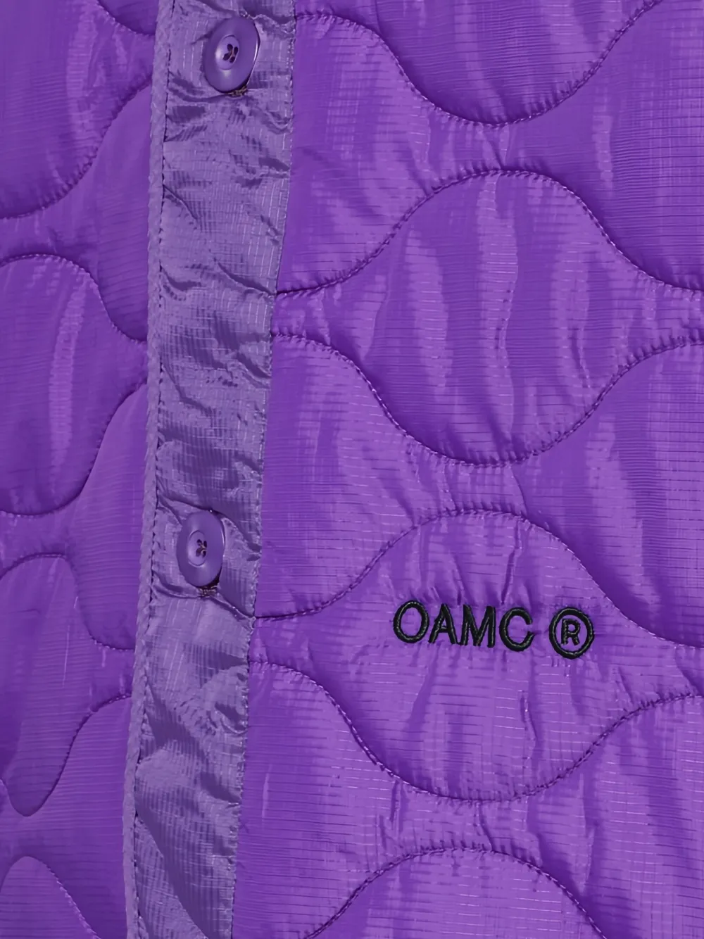 Oamc Combat Liner Jacket Embroidered Detail In Purple