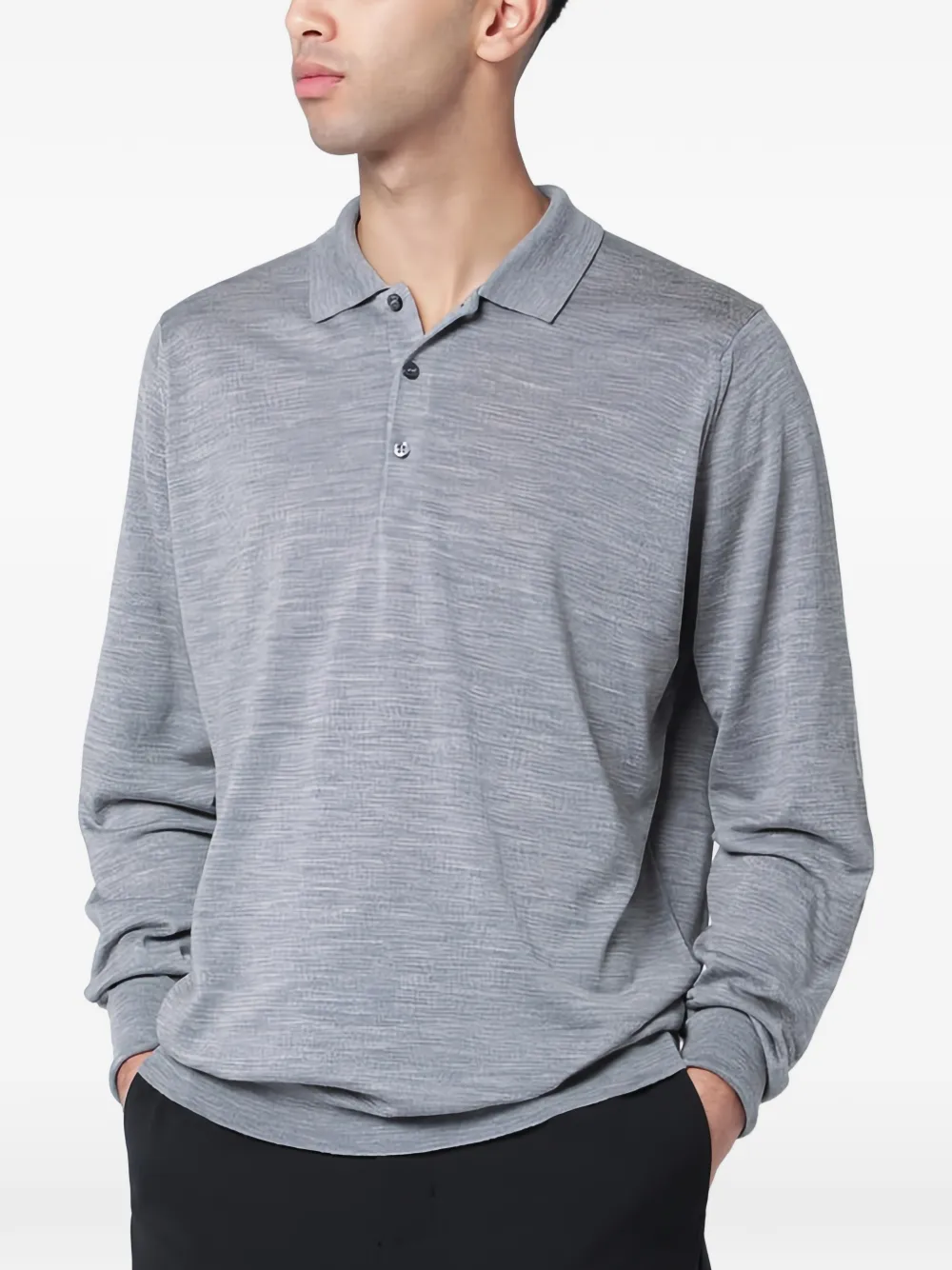 John Smedley long sleeve polo shirt - Grau