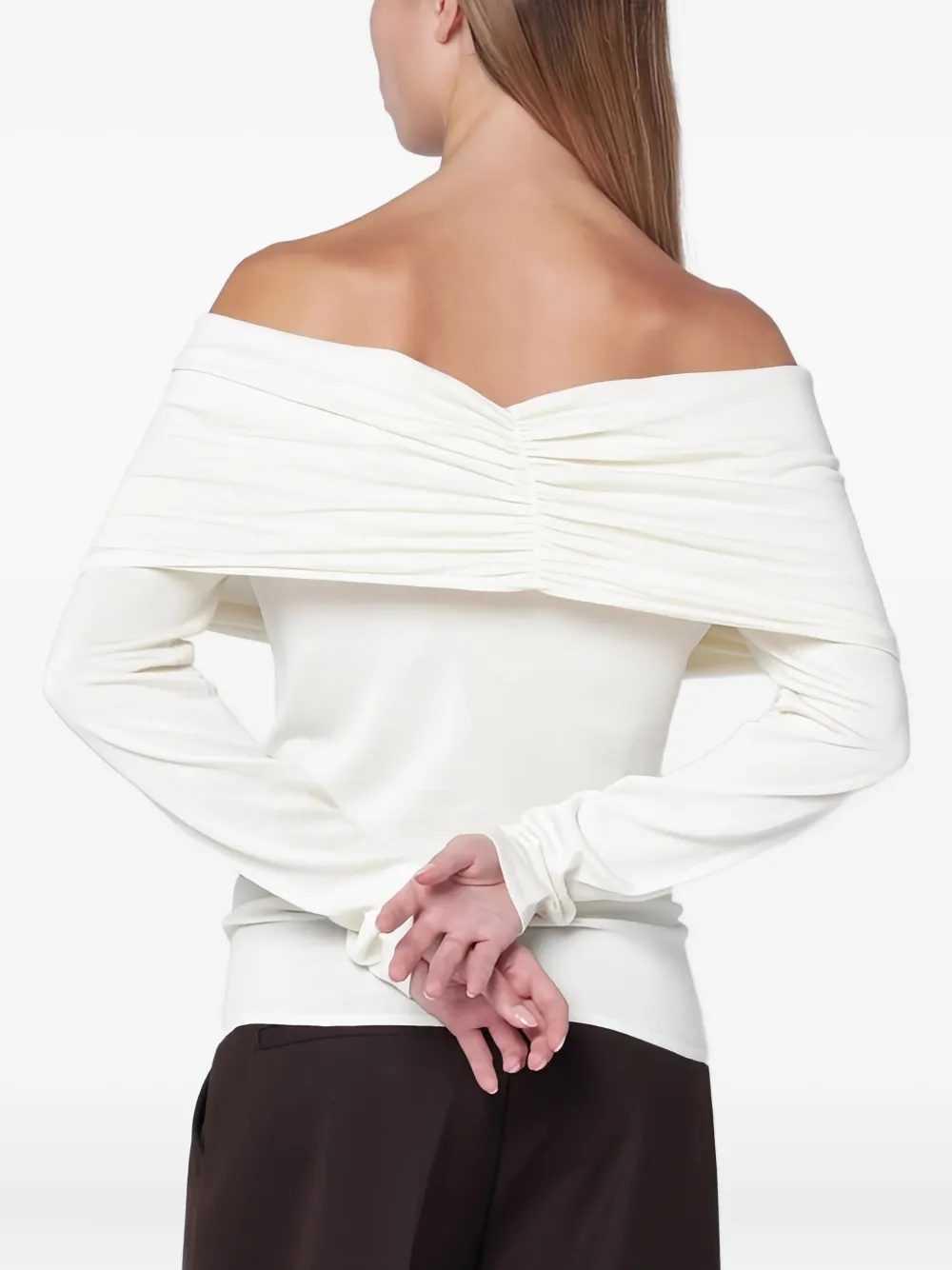 Almada Label Draped Maglia Top In Neutral