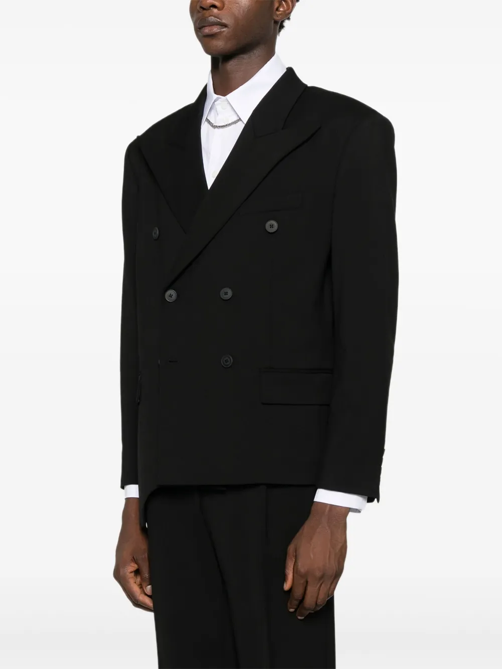 Medeea Asymmetric Double-breasted Blazer In Black