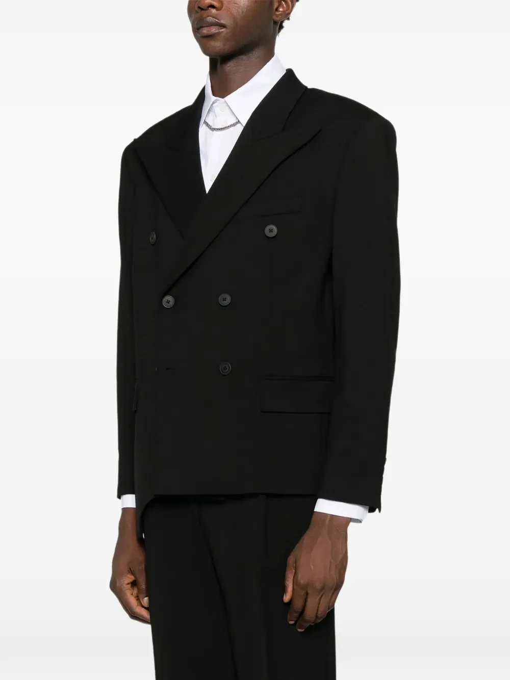  Medeea Asymmetric Double-breasted Blazer - Black 