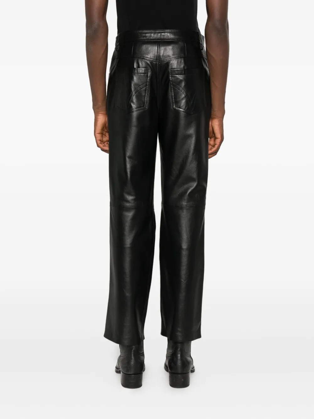 Medeea Leather Straight-leg Trousers In Black