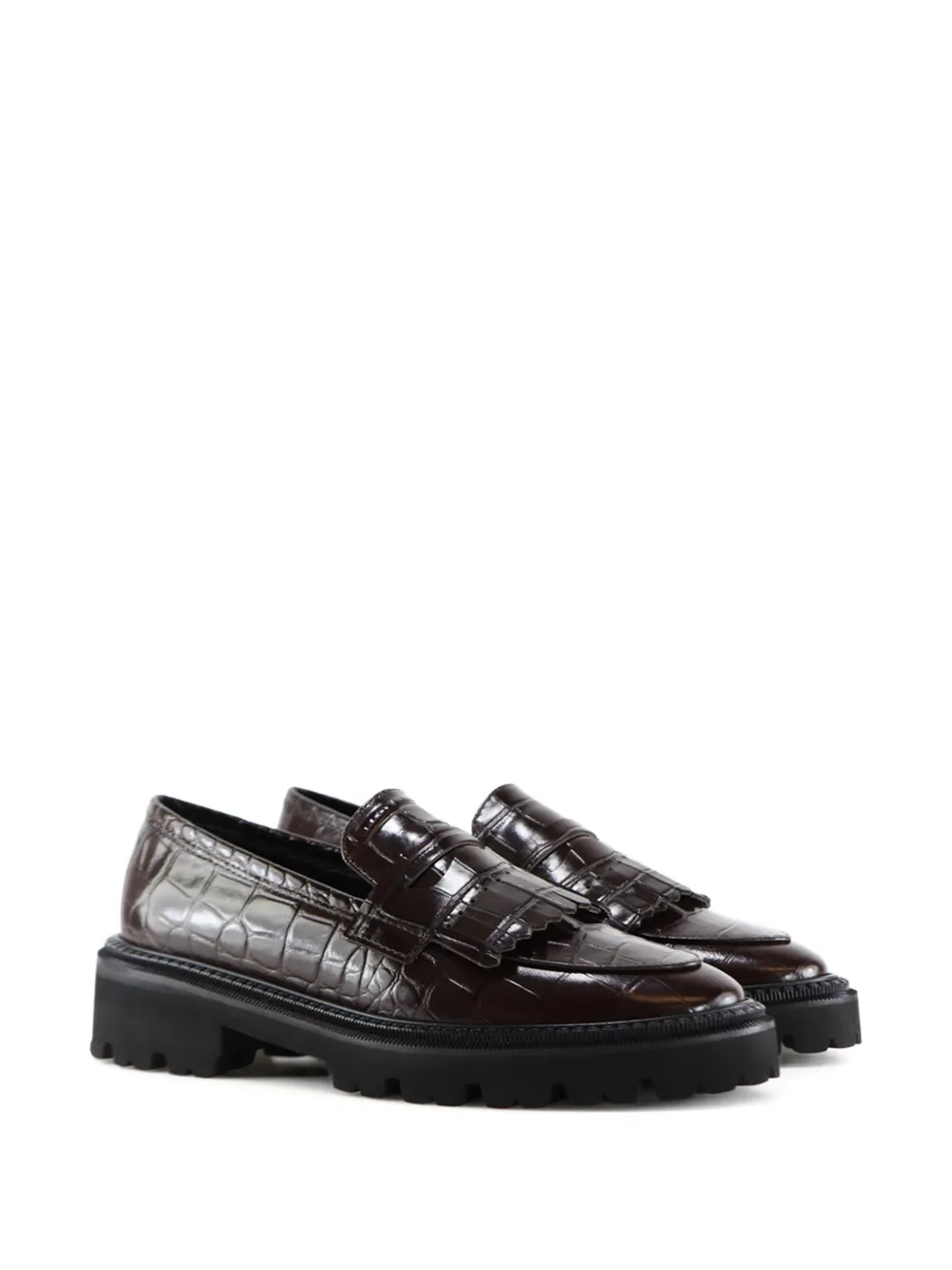 Notabene Tereza fringed-embellishment crocodile-effect loafers - Bruin