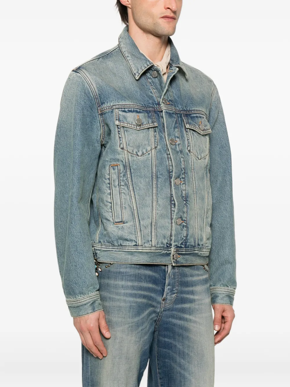 Jacob Cohen Buttoned Denim Jacket In Animal Print