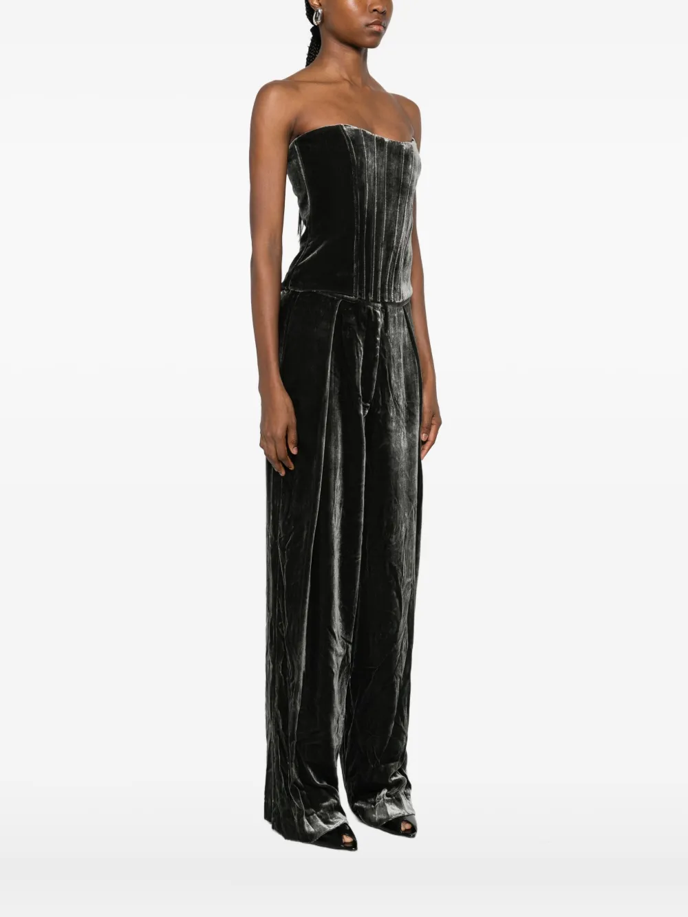 Raquel Diniz Velvet Corset In Gray