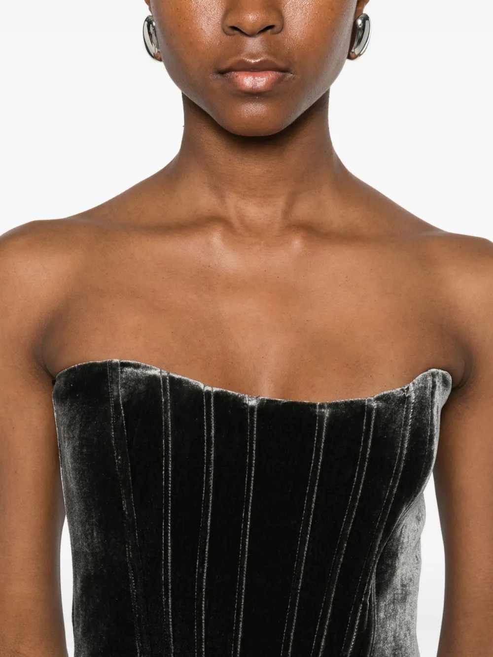 Raquel Diniz Velvet Corset In Gray