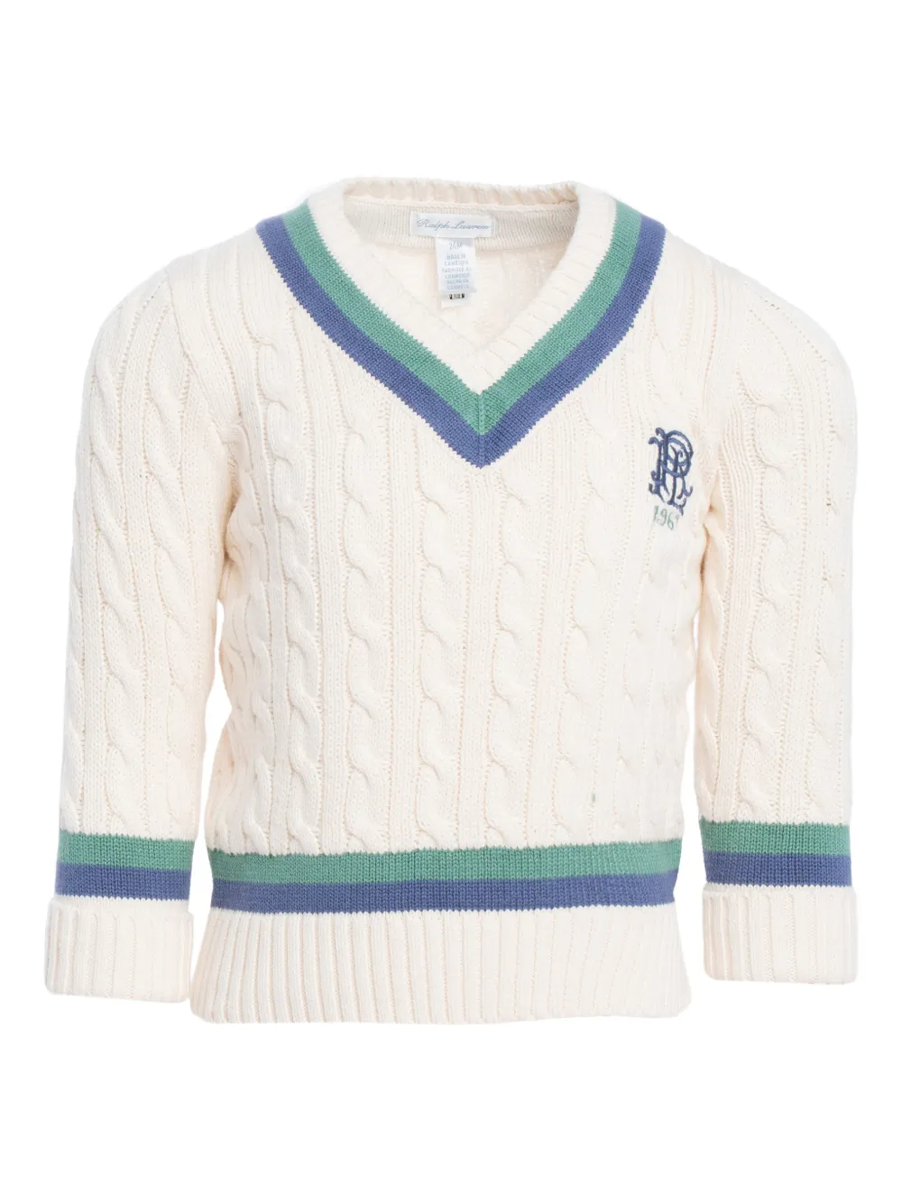 POLO RALPH LAUREN KIDS V-neck cable-knit sweater - Bianco