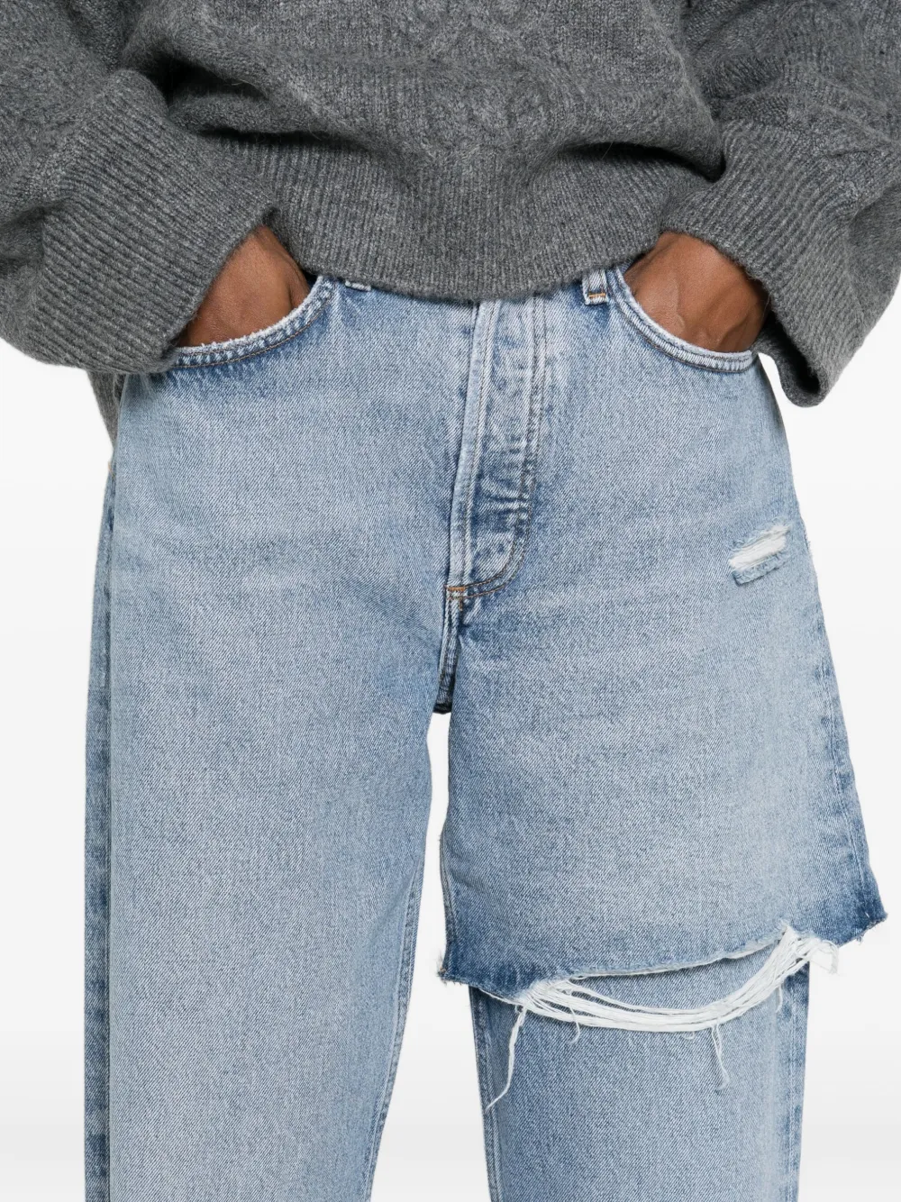AGOLDE Gerafelde katoenen jeans Blauw