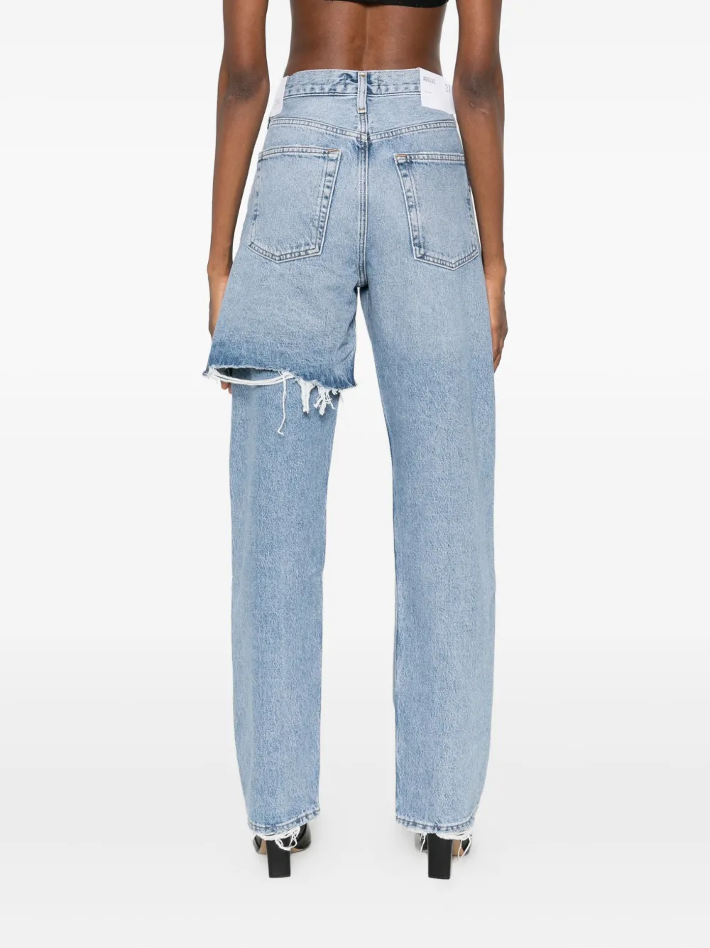 AGOLDE Gerafelde katoenen jeans Blauw