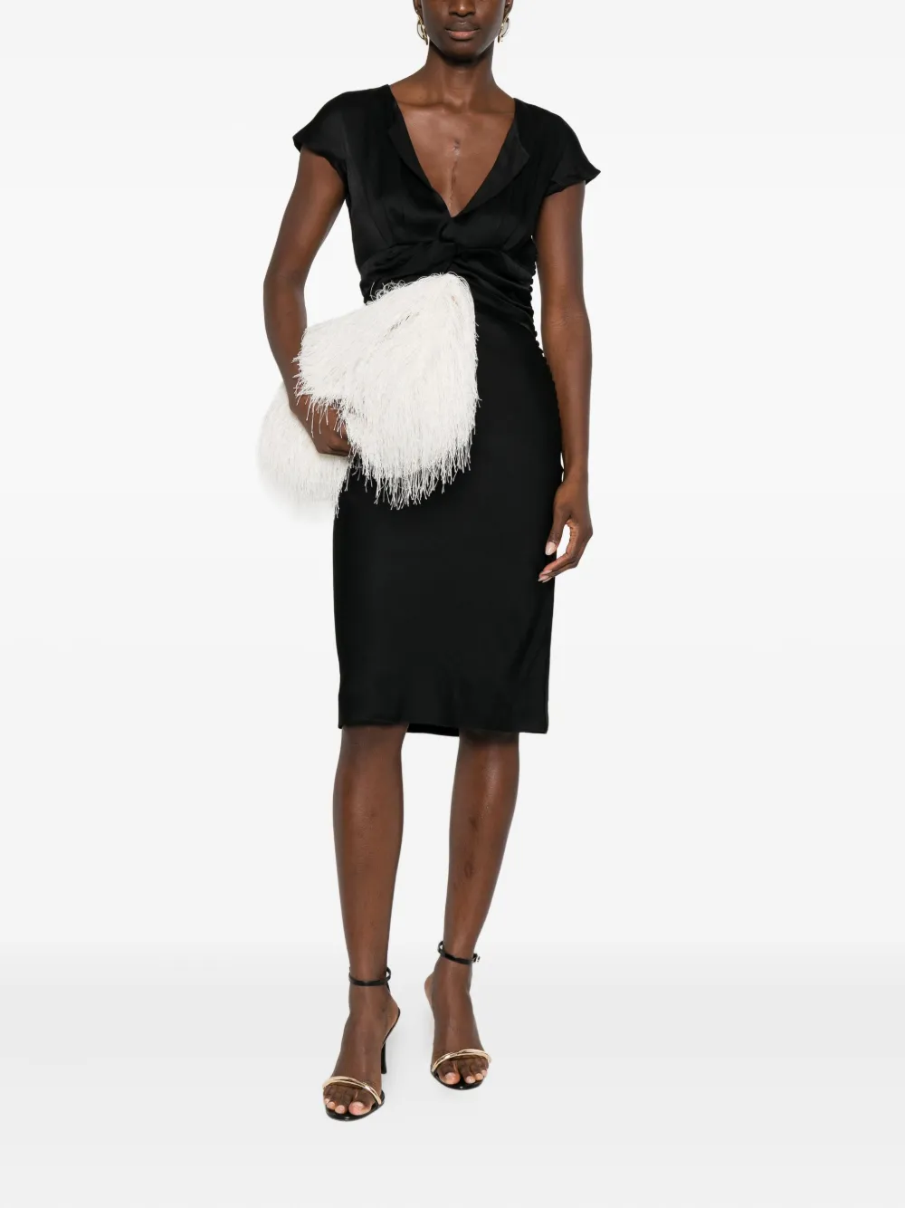 Christian Dior Pre-Owned v-neck midi dress - Zwart