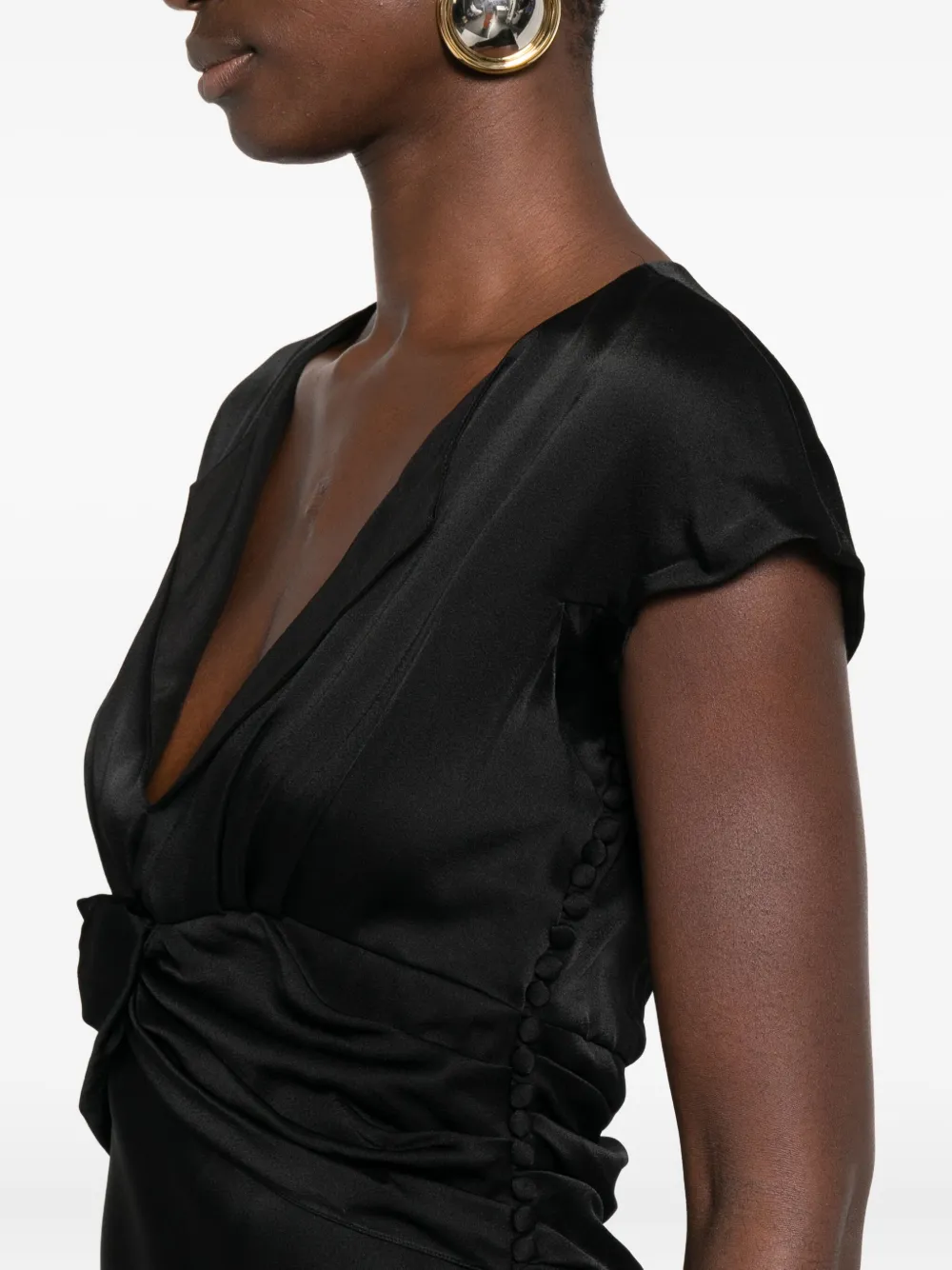 Pre-owned Dior V-neck Midi Dress In Black