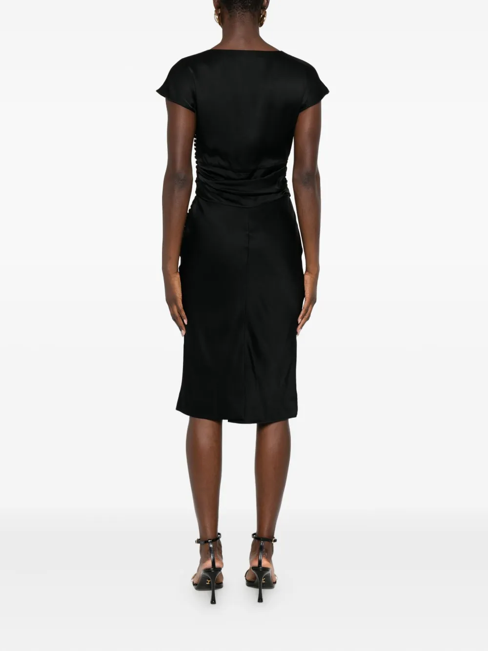 Pre-owned Dior V-neck Midi Dress In Black