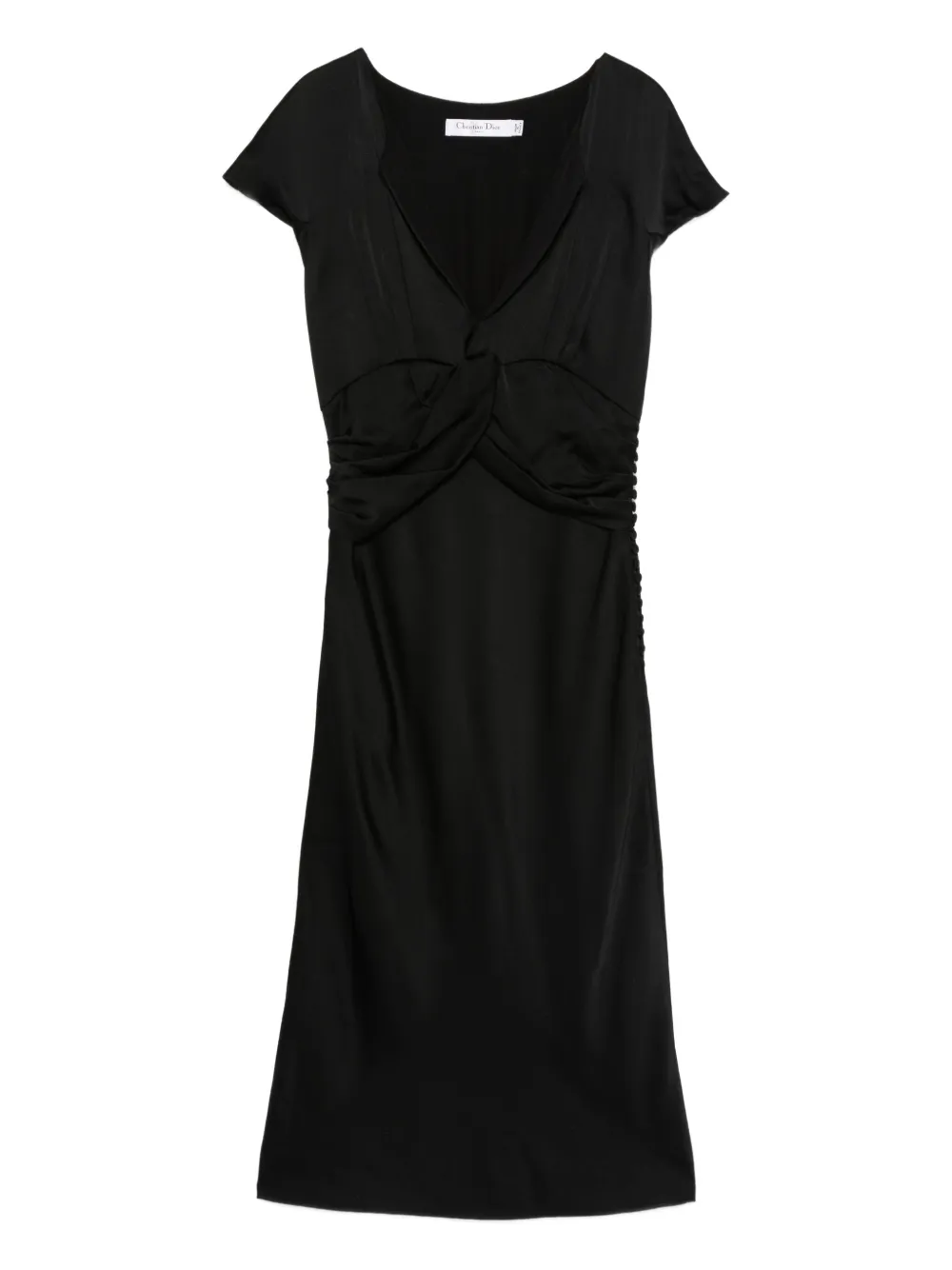Pre-owned Dior V-neck Midi Dress In Black