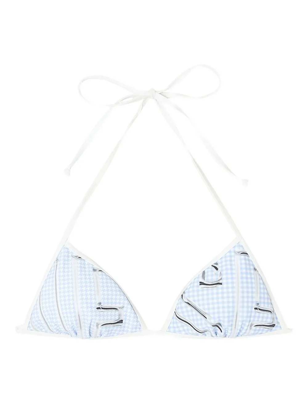 Diesel Bikini Top With Houndstooth Graphic Print In Blue