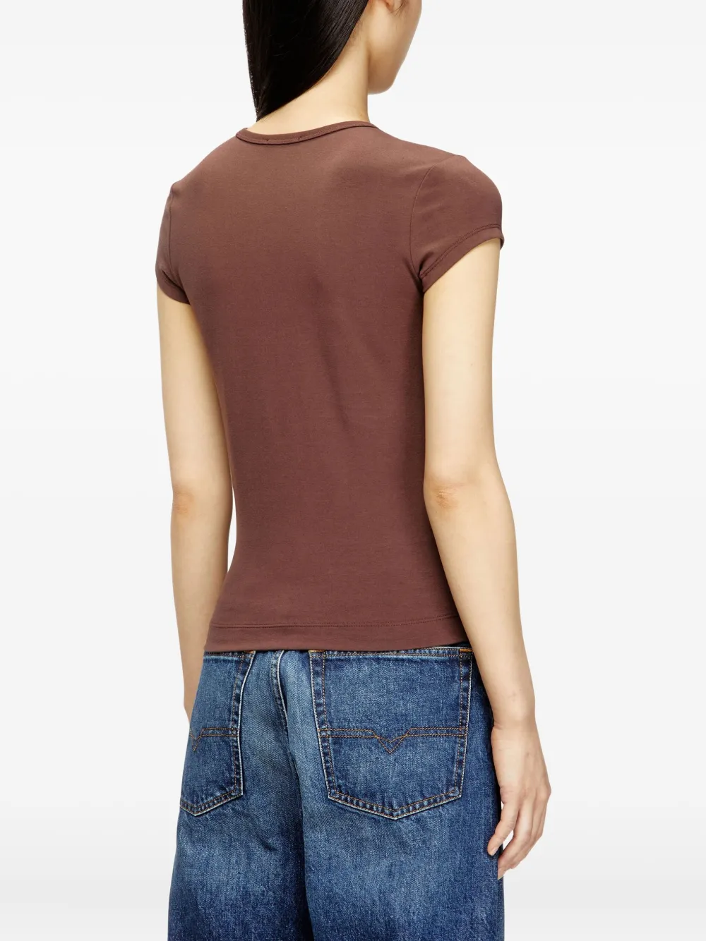 Diesel T-angie Logo-embroidery T-shirt In Brown